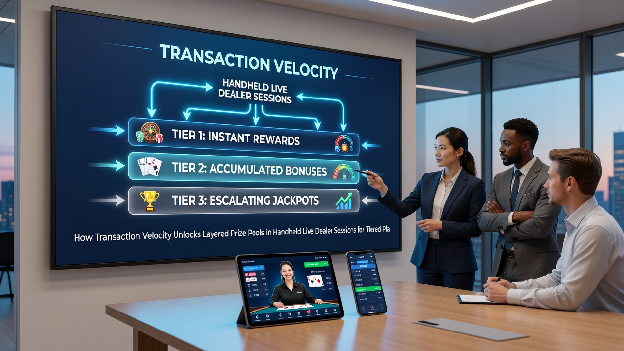 Darstellung von gestaffelten Preispools und Transaktionsflüssen in mobilen Live-Dealer-Sessions