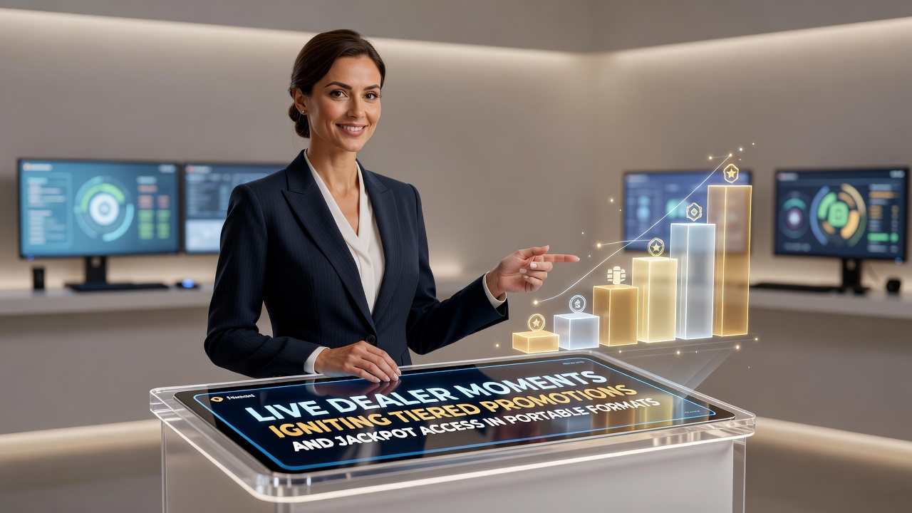 Mobile Live-Dealer-Szene mit Jackpot-Anzeige und gestaffelten Bonus-Stufen