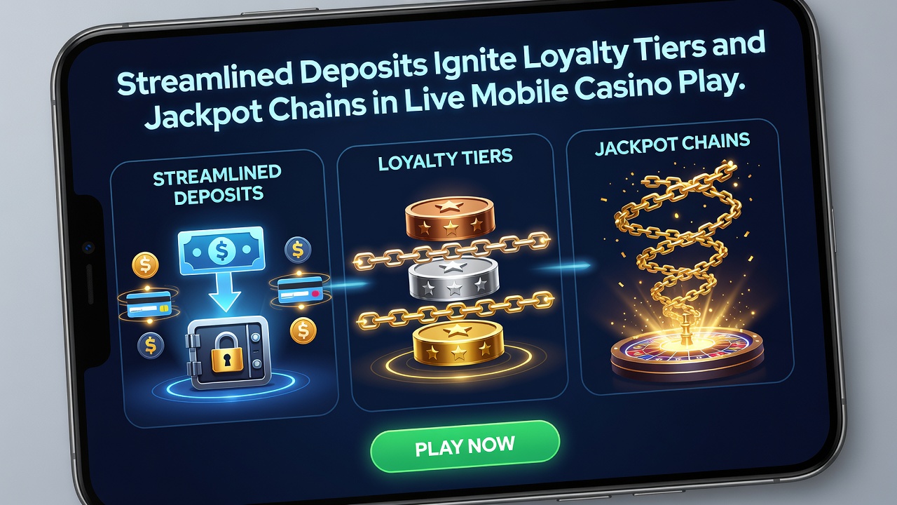 Mobile Live-Casino-Schnittstelle mit Loyalty-Progression und aktiven Jackpot-Ketten