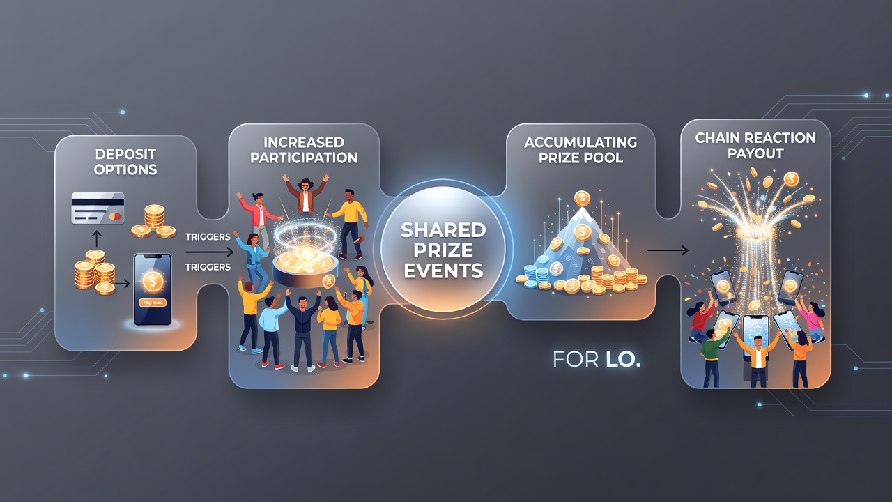 Illustration der Kettenreaktionen zwischen Transaktionen und Loyalty-Meilensteinen in Casino-Apps
