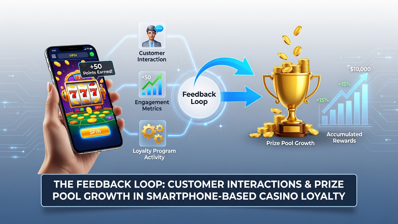 Diagramm zur Rückkopplung zwischen Nutzeraktivität und Preispool-Wachstum in mobilen Casinos